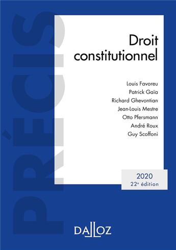 Couverture du livre « Droit constitutionnel (édition 2020) » de  aux éditions Dalloz