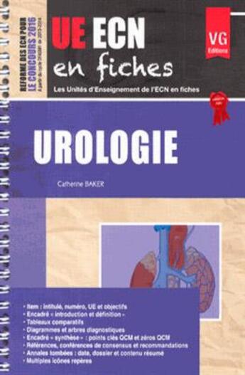 Couverture du livre « Ue ecn en fiches urologie » de Catherine Baker aux éditions Vernazobres Grego