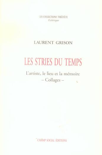 Couverture du livre « Stries du temps (les) » de  aux éditions Lucie