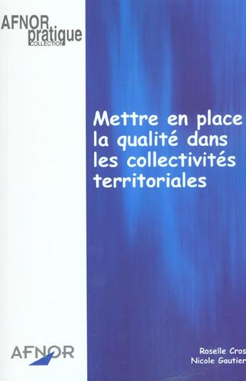 Couverture du livre « Mettre place qualite collectivites territor » de Cros aux éditions Afnor