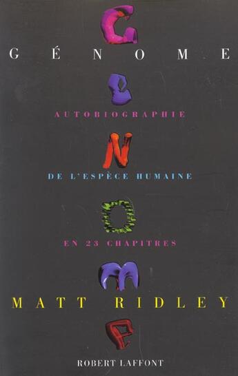 Couverture du livre « Genome » de Matt Ridley aux éditions Robert Laffont