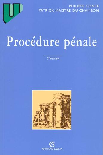 Couverture du livre « Procedure Penale 2eme Edition » de Conte aux éditions Armand Colin