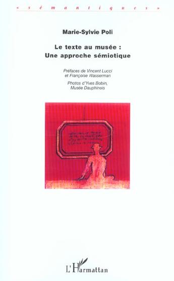 Couverture du livre « Le texte au musee : une approche semiotique » de Bobin/Poli aux éditions L'harmattan