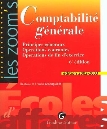 Couverture du livre « Zoom's comptabilite generale » de Grandguillot/Grandgu aux éditions Gualino