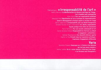 Couverture du livre « Marges t.9 ; irresponsabilité de l'art ? » de Jerome Glicenstein aux éditions Pu De Vincennes