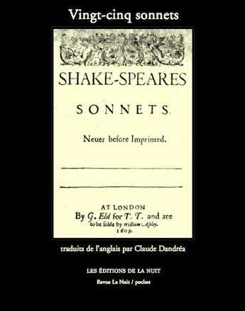 Couverture du livre « Vingt-cinq sonnets » de William Shakespeare aux éditions De La Nuit