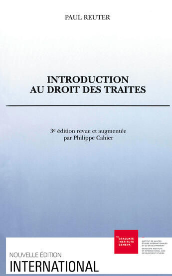 Couverture du livre « Introduction au droit des traités » de Paul Reuter aux éditions The Graduate Institute Geneva