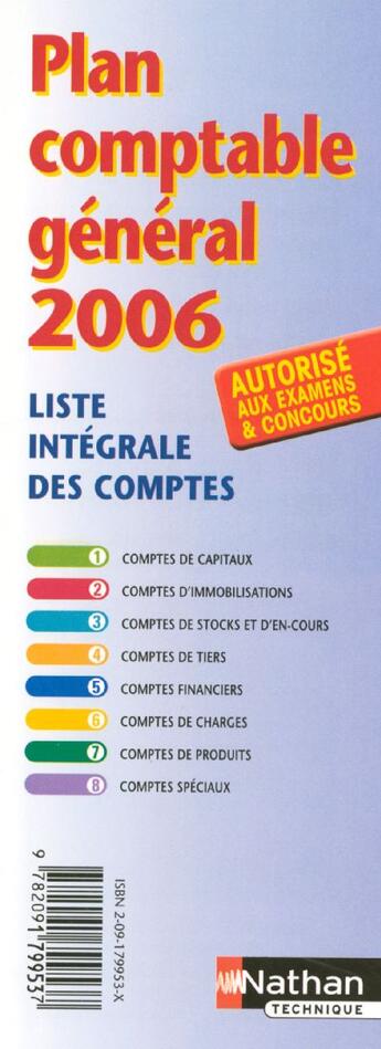 Couverture du livre « Plan comptable général 2006 ; liste intégrale des comptes » de Christian Raulet aux éditions Nathan