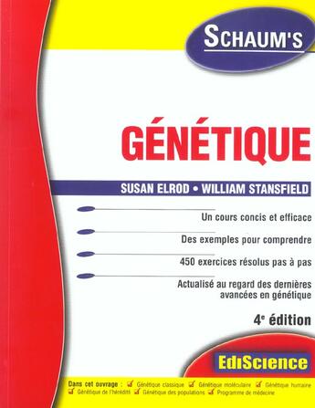 Couverture du livre « Genetique - rappels de cours et 450 exercices corriges (4e édition) » de Elrod Susan aux éditions Dunod