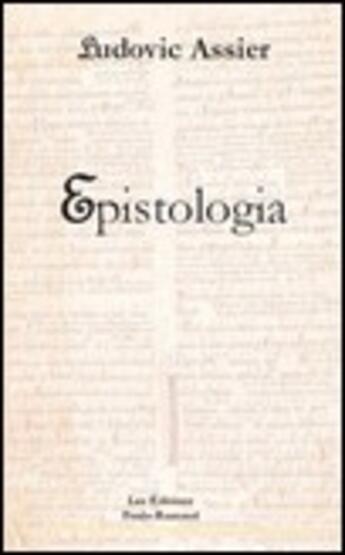 Couverture du livre « Epistologia » de Ludovic Assier aux éditions Paulo Ramand