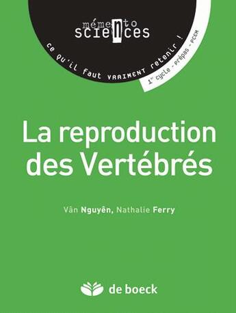 Couverture du livre « La reproduction des vertèbres » de Nathalie Ferry et Vân Nguyên-Truster aux éditions De Boeck Superieur