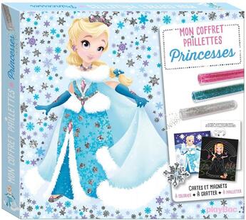 Couverture du livre « Mon coffret paillettes - princesses » de Line Paquet aux éditions Play Bac