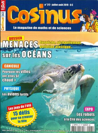 Couverture du livre « Cosinus n 217 menaces sur les oceans - juillet/aout 2019 » de  aux éditions Cosinus