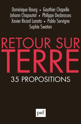 Couverture du livre « Retour sur terre ; 35 propositions » de  aux éditions Puf