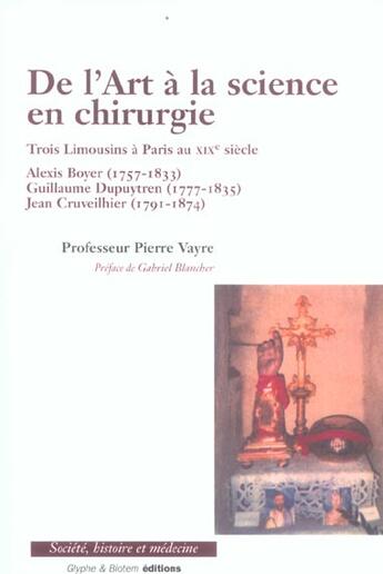 Couverture du livre « De l'art a la science en chirurgie » de Vayre aux éditions Glyphe