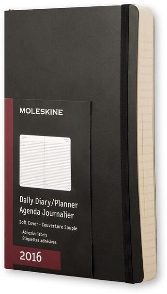 Couverture du livre « Agenda journalier 2016 grand format noir couverture souple » de  aux éditions Moleskine