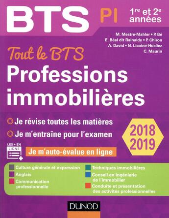 Couverture du livre « BTS ; professions immobilières ; 1re et 2e années (édition 2018/2019) » de Muriel Mestre-Mahler aux éditions Dunod