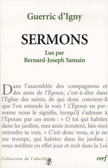 Couverture du livre « Guerric d'Igny - Sermons » de Igny/Samain aux éditions Cerf