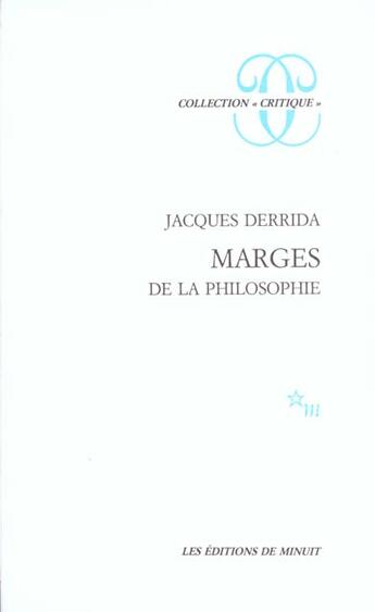 Couverture du livre « Marges de philosophie » de Jacques Derrida aux éditions Minuit