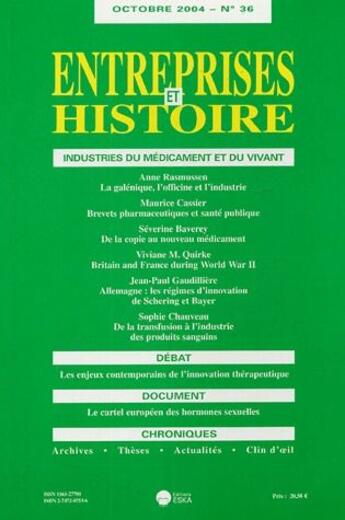 Couverture du livre « Industries du médicament et du vivant » de Cassier et Baverey aux éditions Eska