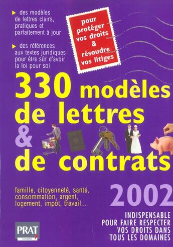 Couverture du livre « 330 modeles de lettres et de contrats 2002 » de Gendrey aux éditions Prat