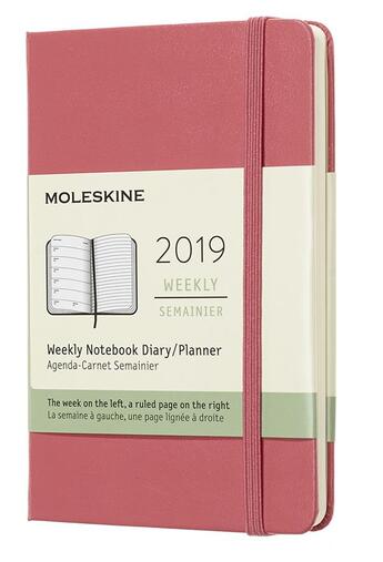 Couverture du livre « Agenda semainier poche rose rigide (édition 2019) » de  aux éditions Moleskine