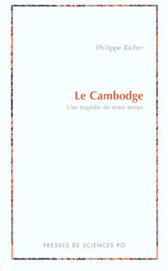 Couverture du livre « Le cambodge » de Richer P aux éditions Presses De Sciences Po