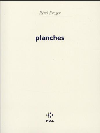 Couverture du livre « Planches » de Remi Froger aux éditions P.o.l