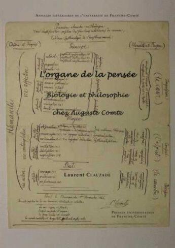 Couverture du livre « L'organe de la pensée ; biologie et philosophie chez Auguste Comte » de Laurent Clauzade aux éditions Pu De Franche Comte