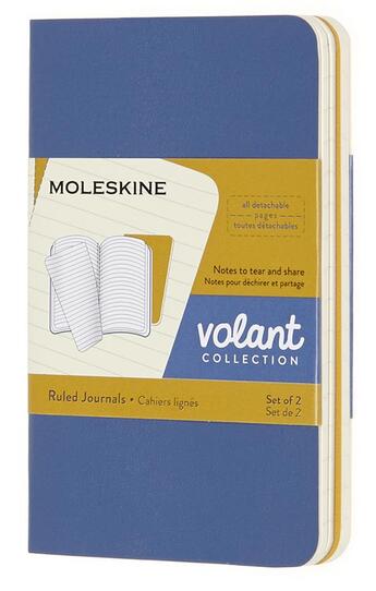 Couverture du livre « Cahier volant xs ligne bleu-moutarde 2 exemplaires » de  aux éditions Moleskine