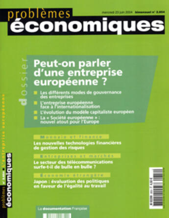 Couverture du livre « Peut-on parler d'une entreprise europeenne ? » de  aux éditions Documentation Francaise