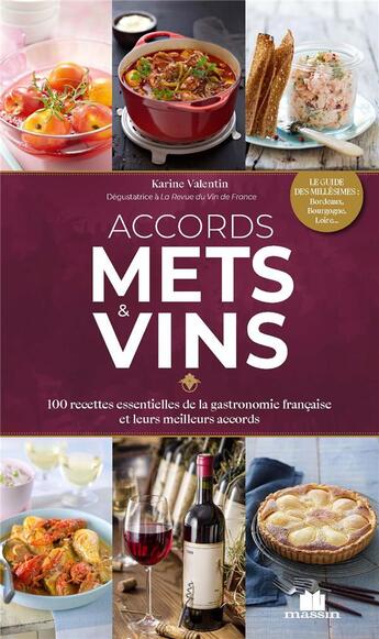 Couverture du livre « Accords mets et vins » de Karine Valentin aux éditions Massin