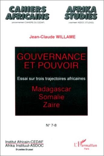 Couverture du livre « Gouvernance et pouvoir » de Jean-Claude Willame aux éditions L'harmattan