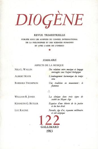 Couverture du livre « Diogene 122 » de Collectifs Gallimard aux éditions Gallimard