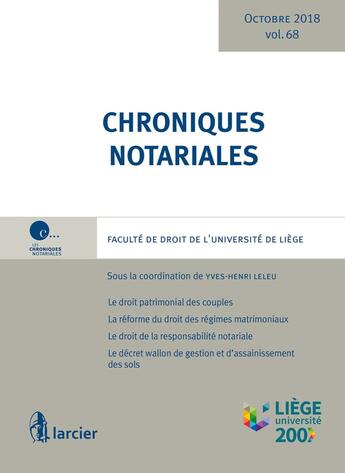 Couverture du livre « Chroniques notariales Tome 68 » de Yves-Henri Leleu aux éditions Larcier