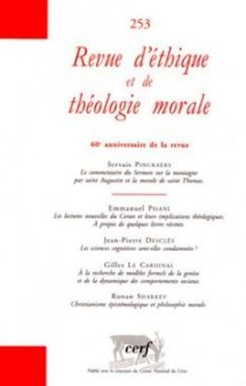 Couverture du livre « Revue d'éthique et de théologie morale 253 » de Collectif Retm aux éditions Cerf