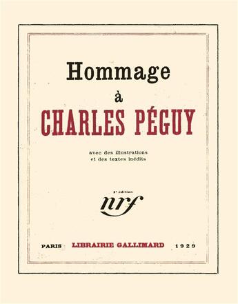 Couverture du livre « Hommage a charles peguy » de Collectifs Gallimard aux éditions Gallimard