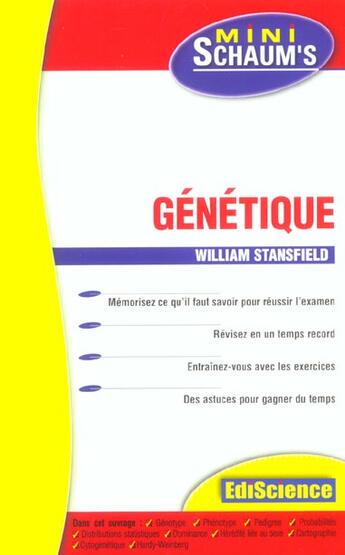 Couverture du livre « Genetique » de Stansfield aux éditions Dunod