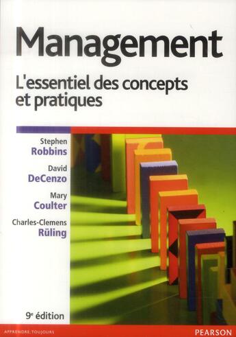 Couverture du livre « Management (9e édition) » de Stephen Robbins et David Decenzo et Mary Coulter et Charles-Clemens Ruling aux éditions Pearson