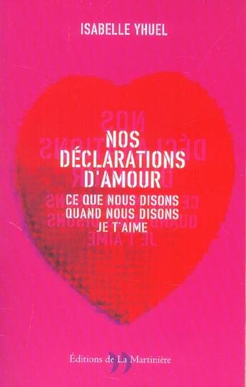 Couverture du livre « Nos Declarations D'Amour » de Isabelle Yhuel aux éditions La Martiniere