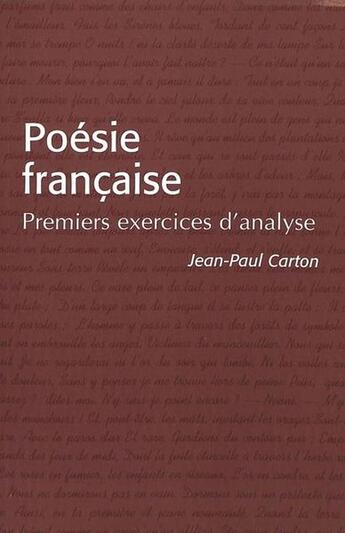 Couverture du livre « Poesie francaise » de Carton Jean-Paul aux éditions Peter Lang