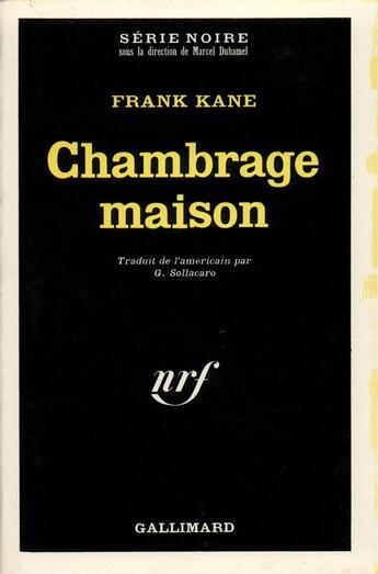 Couverture du livre « Chambrage maison » de Kane Frank aux éditions Gallimard