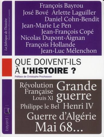 Couverture du livre « Que doivent-ils à l'histoire ? » de  aux éditions Complexe