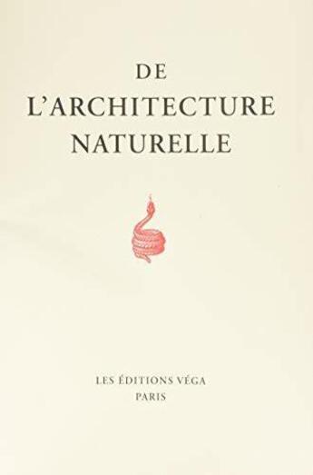 Couverture du livre « De l'architecture naturelle ; coffret » de Telemarianus aux éditions Vega