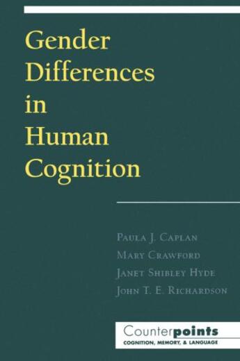 Couverture du livre « Gender Differences in Human Cognition » de Hyde Janet Shibley aux éditions Oxford University Press Usa