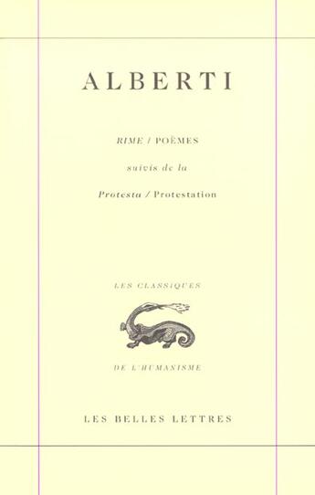 Couverture du livre « Rime/poèmes ; protesta/protestation » de Leon Battista Albert aux éditions Belles Lettres