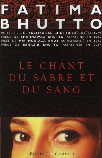 Couverture du livre « Le chant du sabre et du sang » de Fatima Bhutto aux éditions Buchet Chastel