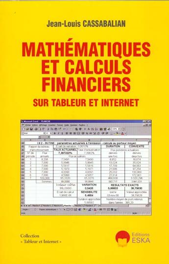 Couverture du livre « MATHEMATIQUES ET CALCULS FINANCIERS » de Cassabalian aux éditions Eska