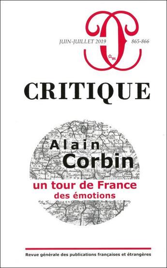 Couverture du livre « Critique 865 866 : alain corbin. un tour de france des emotions » de  aux éditions Minuit