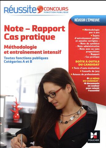 Couverture du livre « Réussite concours : note-rapport-cas pratique » de Yolande Ferrandis aux éditions Foucher